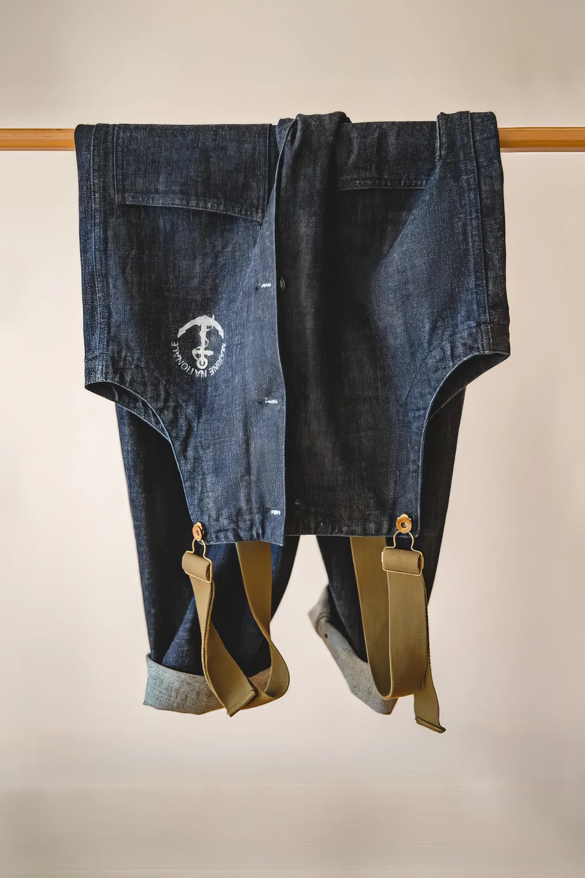 Vintage American Workwear Suspender Overalls with Wide-Leg Denim