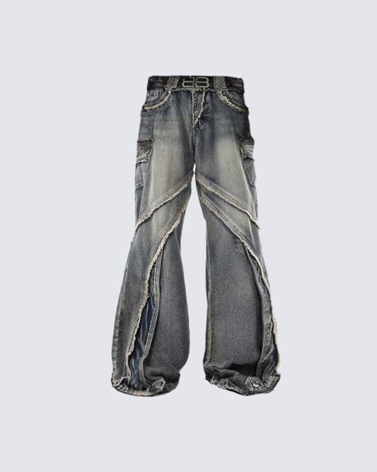 KIIKIO Vintage Raw Edge Jeans
