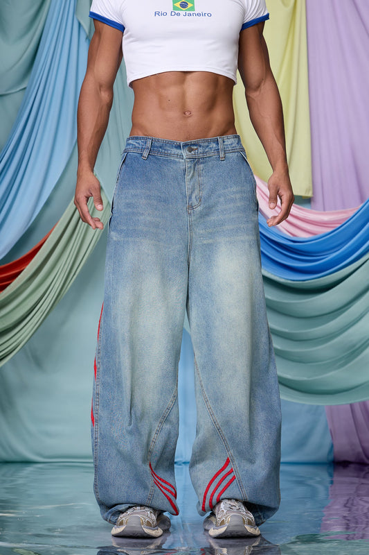 Kinetic Fade Stripe Straight Jeans