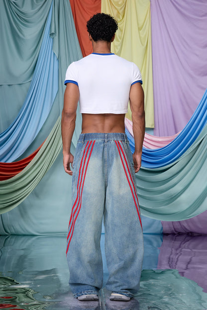 Kinetic Fade Stripe Straight Jeans