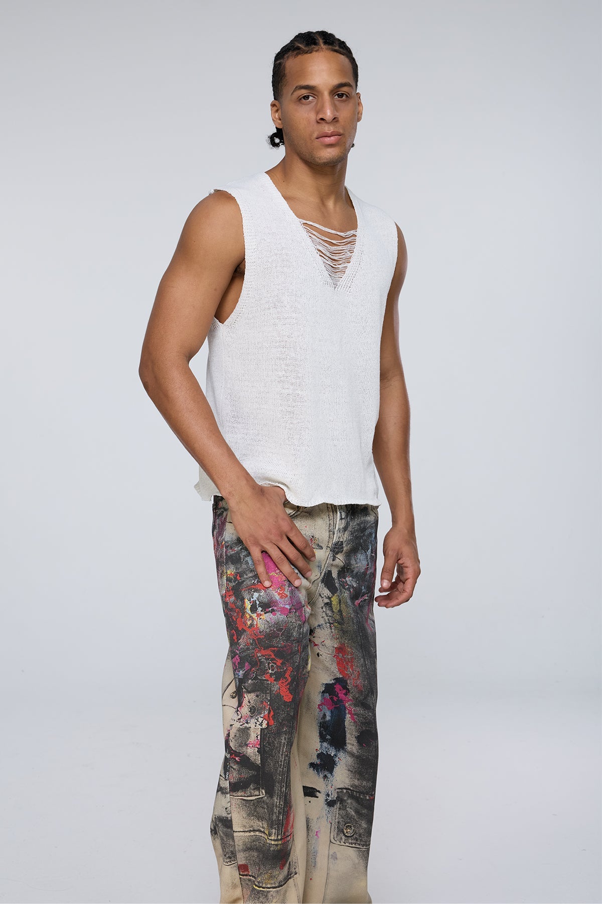 Kinetic Rib V Neck Sleeveless Knit Top