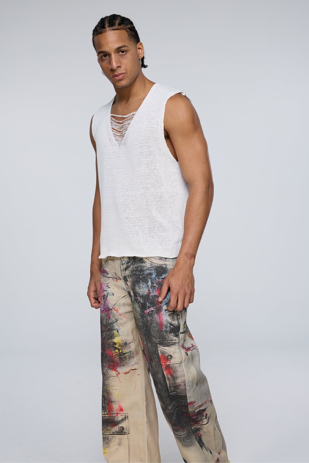 Kinetic Rib V Neck Sleeveless Knit Top
