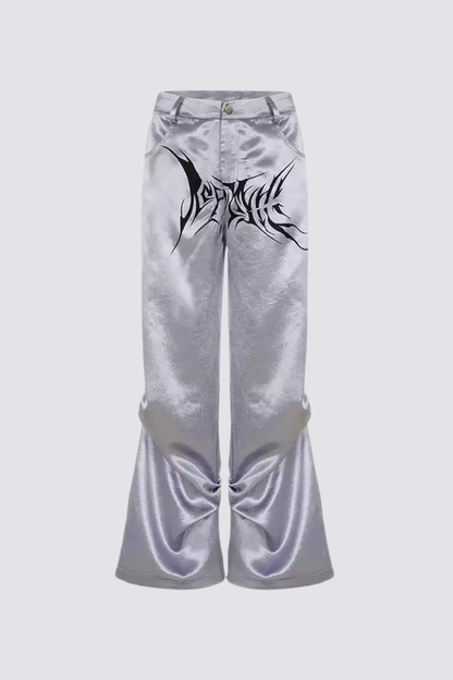 Kinetic Taper Print Ruched Wide Leg Pants