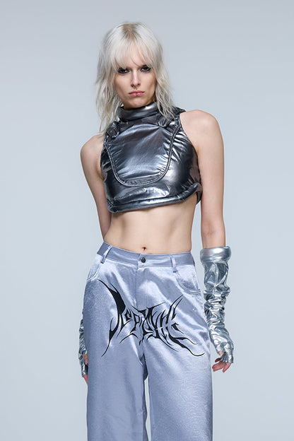 Kinetic Taper Print Ruched Wide Leg Pants