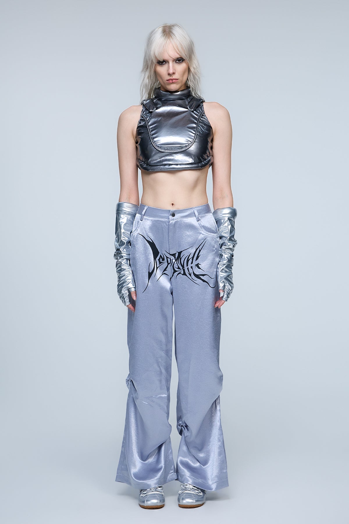 Kinetic Taper Print Ruched Wide Leg Pants