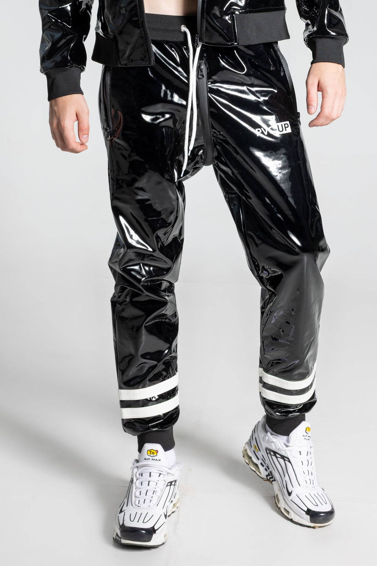HOOK UP - black/white - PANTS - PVC PLUS