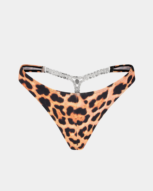 Diamond T-Back Thong in Leopard Print