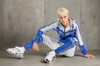 SHINE UP - blue / silver / reflective - PANTS - NYLON