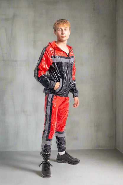 SHINE UP - black / red / reflective - PANTS - NYLON