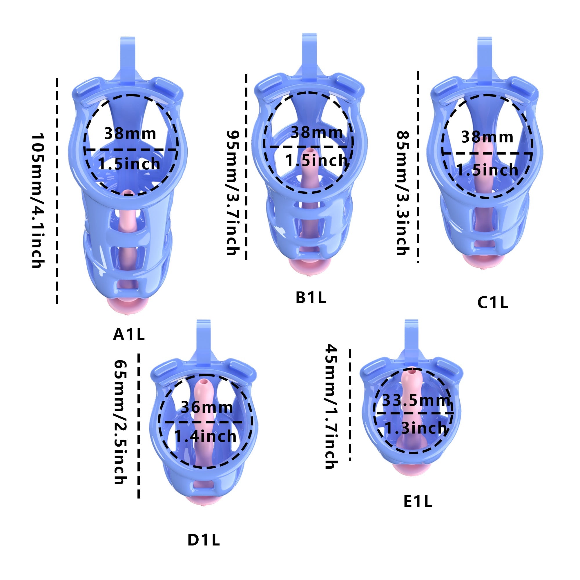 3D Printed Male Chastity Cage with Lock & 5 Rings – Resin Virginity Device for Men