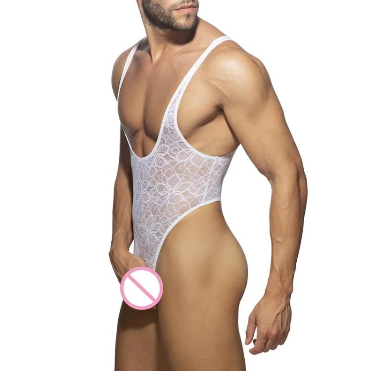 Lace T-string High Slit Bodysuit