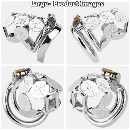 Solar Serpent Stainless Steel Chastity Cage – Coiled Snake Design