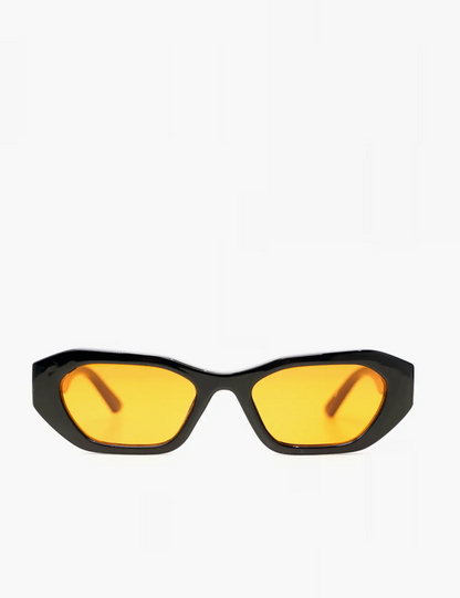RYDER SQUARE FRAME SUNGLASSES - BLACK/YELLOW