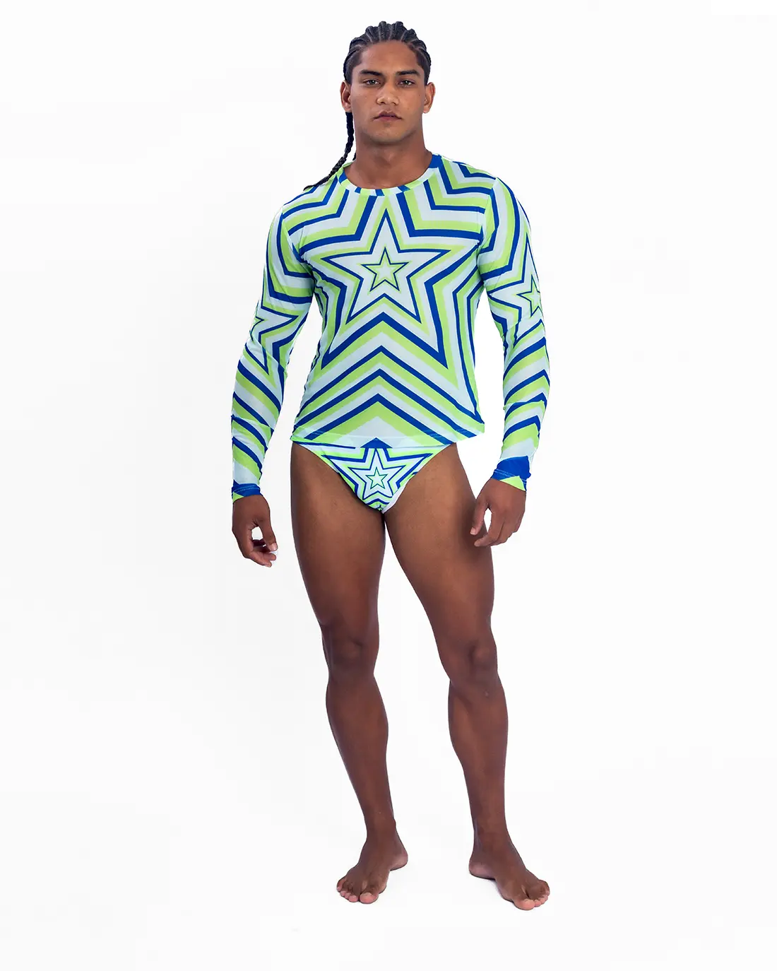 Star Mesh Crew muscle fit long sleeve mesh t-shirt in Green