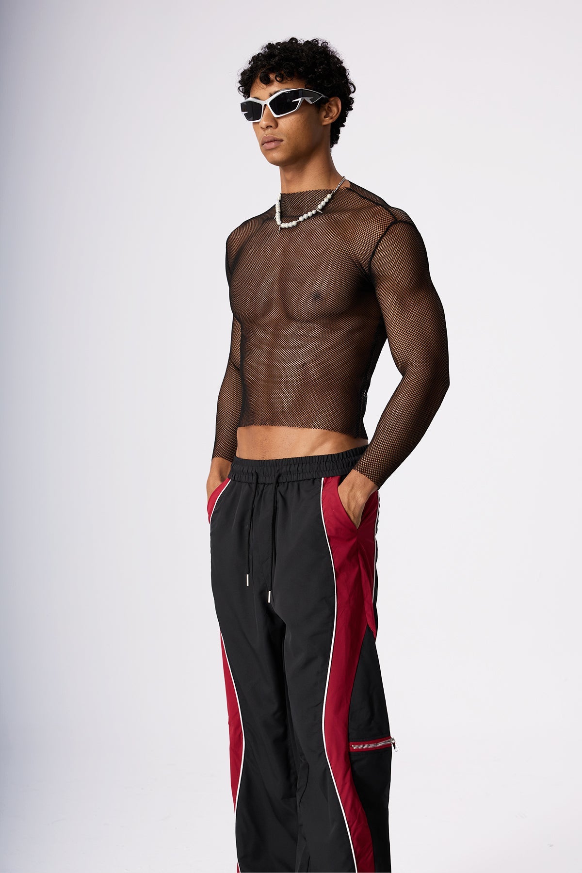 Light Blur Long Sleeve Mesh Top