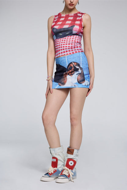 Light Collapse Print Skirt