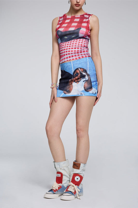 Light Collapse Print Skirt