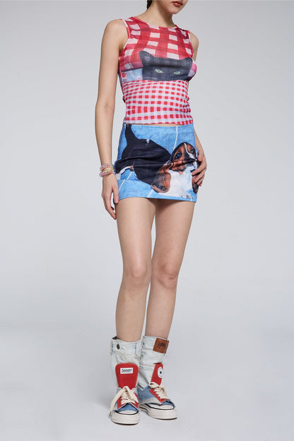 Light Collapse Print Skirt