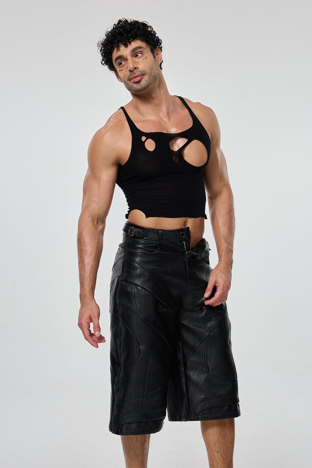 Light Slice Spaghetti Cutout Crop Top