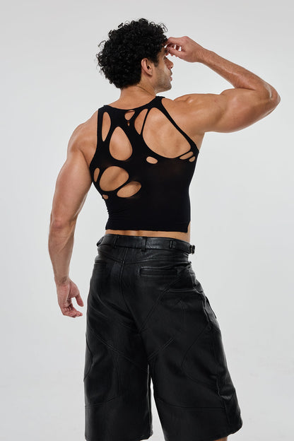 Light Slice Spaghetti Cutout Crop Top