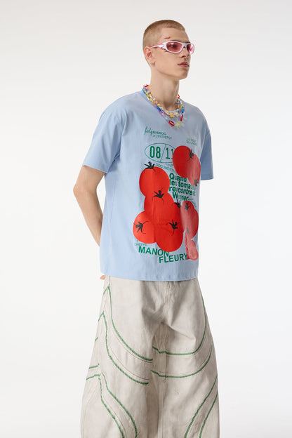 Light Symbol Tomato Print Top