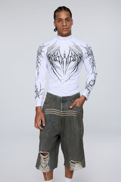 Light Tone Long Sleeve Print Top