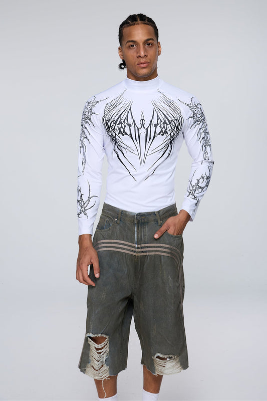 Light Tone Long Sleeve Print Top