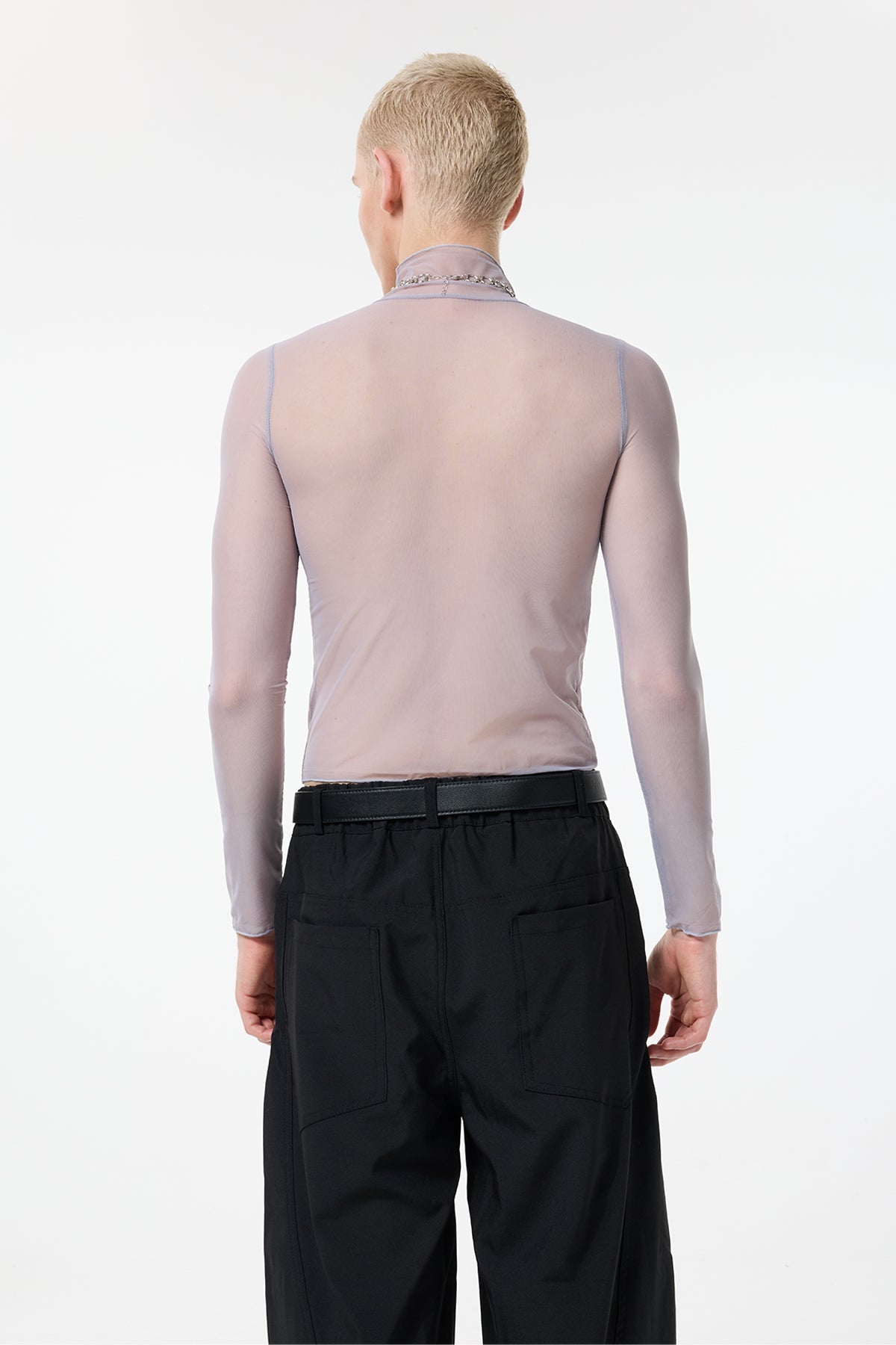 Light Trace Long Sleeve Mesh Top Grey