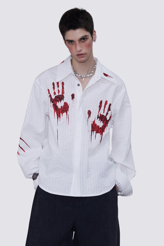 Line Fold Striped Print Shirts