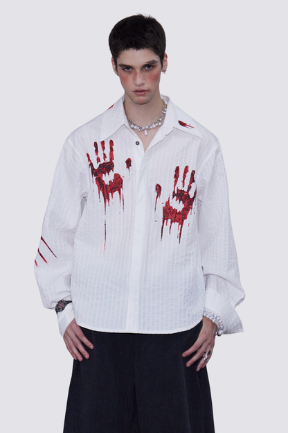 Line Fold Striped Print Shirts