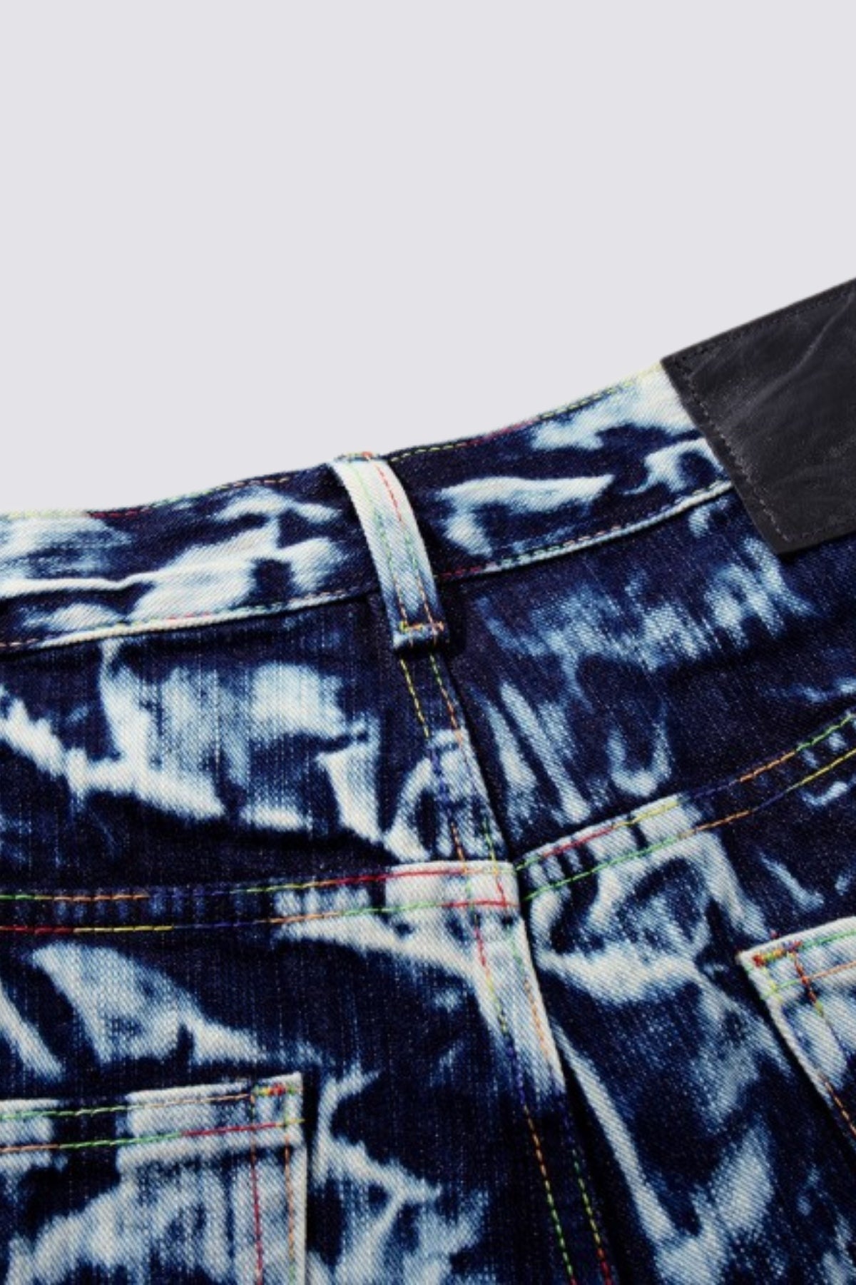 Linear Thread Tie Dye Wide Leg Jeans
