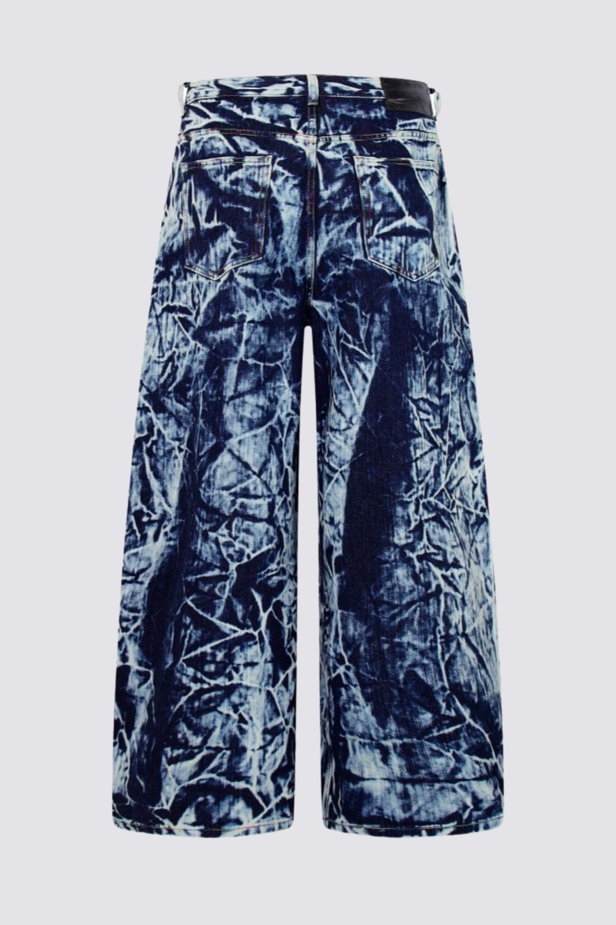 Linear Thread Tie Dye Wide Leg Jeans