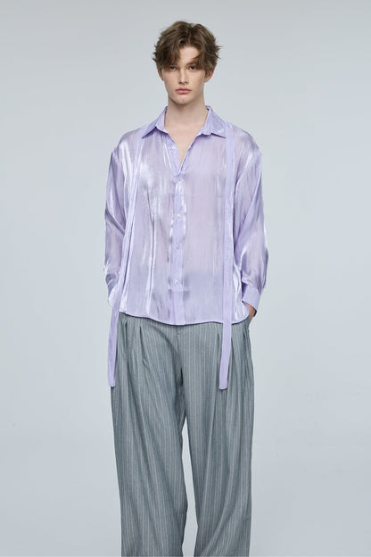 Linear Tint Silk Long Sleeve Shirt