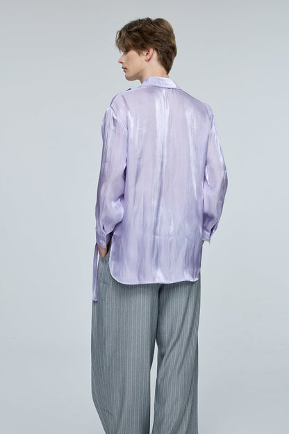 Linear Tint Silk Long Sleeve Shirt
