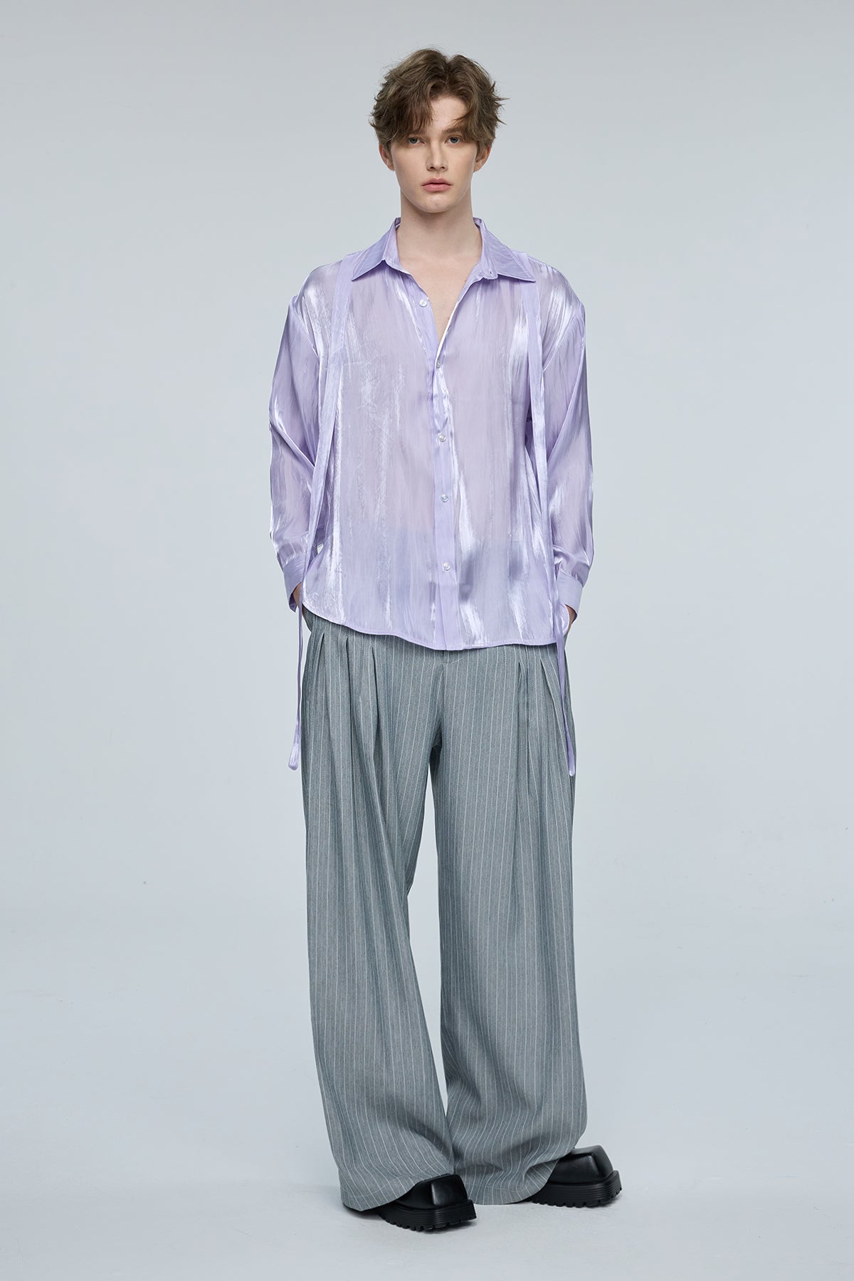 Linear Tint Silk Long Sleeve Shirt