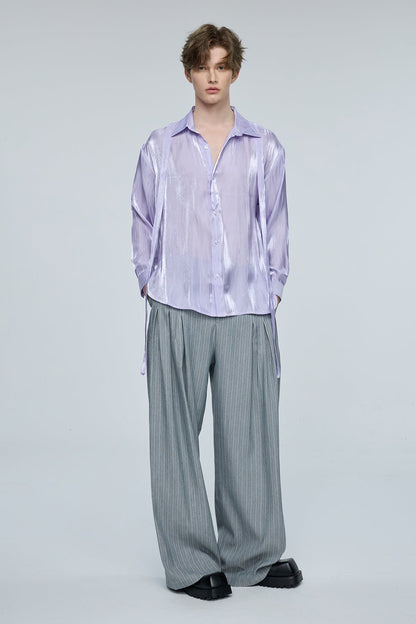 Linear Tint Silk Long Sleeve Shirt