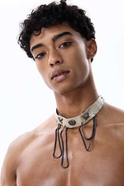 Liquid Flash Medusa Leather Choker