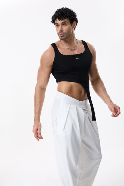 Loop Track Crop Knit Top Black