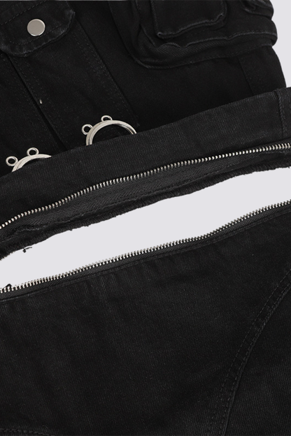 Loose Frame Detachable Wide Leg Jeans