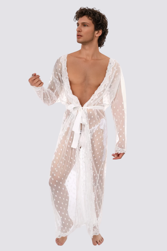 Low Filter Lace Bathrobe White