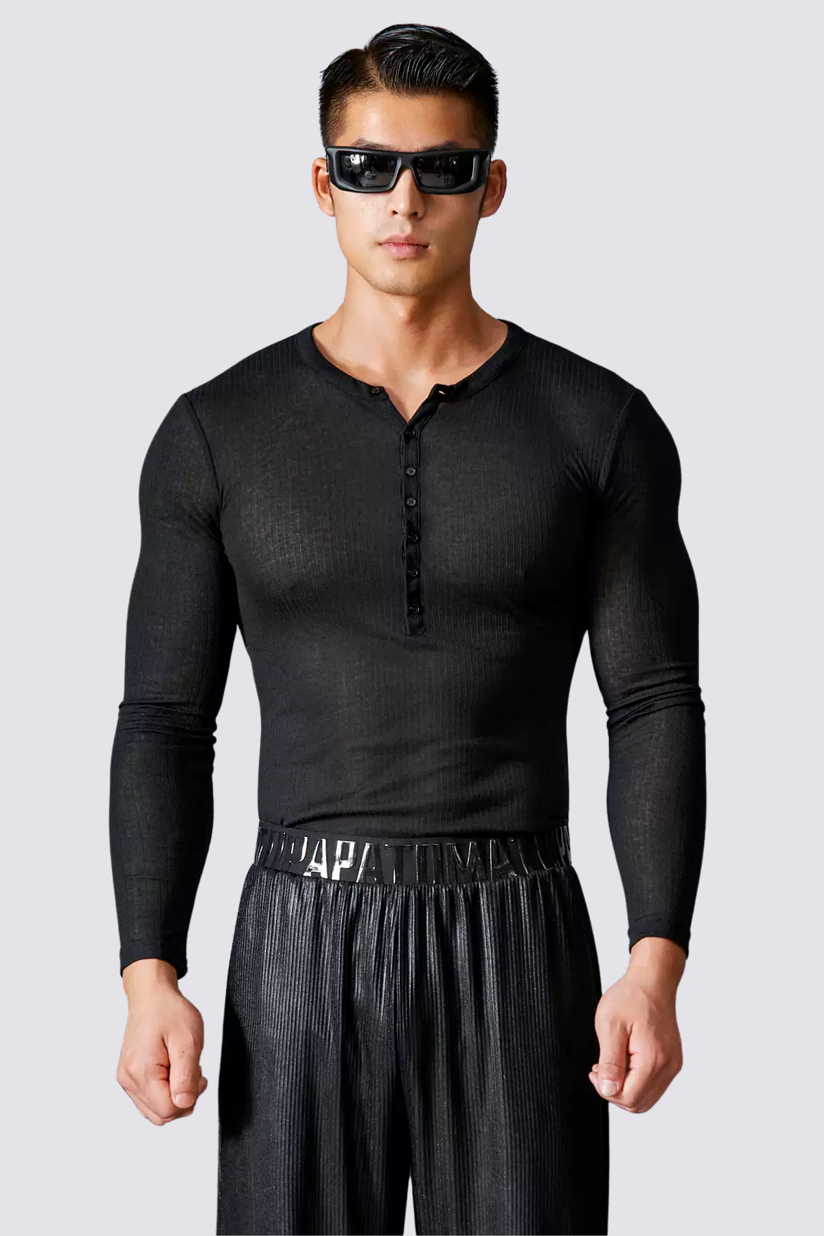 Low Signal Long Sleeve Button Top