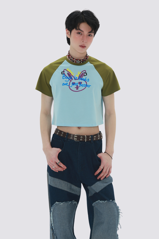 Lush Thread Rabbit Print Crop Top