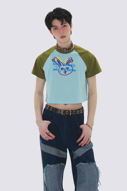 Lush Thread Rabbit Print Crop Top