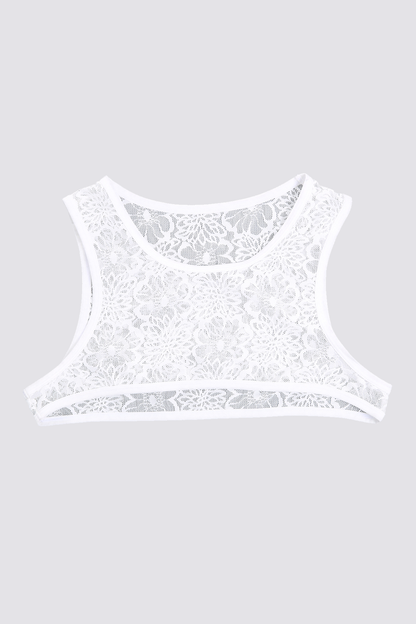Lust Fabric Lace Crop Top White