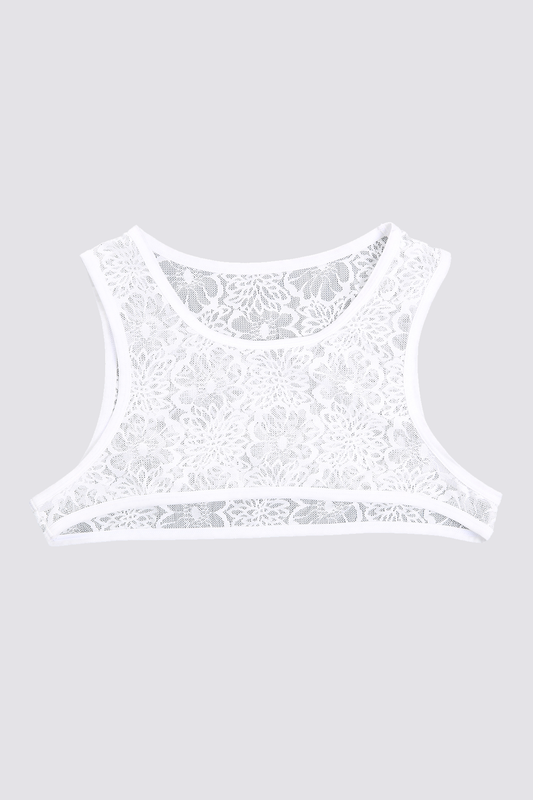 Lust Fabric Lace Crop Top White