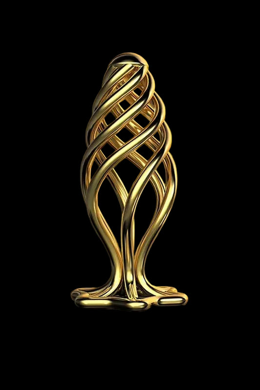 Hollow Spiral Golden Metal Anal Plug