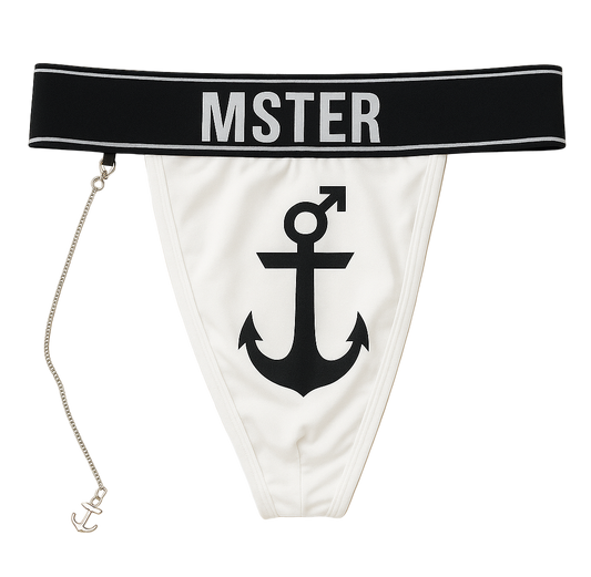 MSTER Thong with Detachable Chain Accessory White