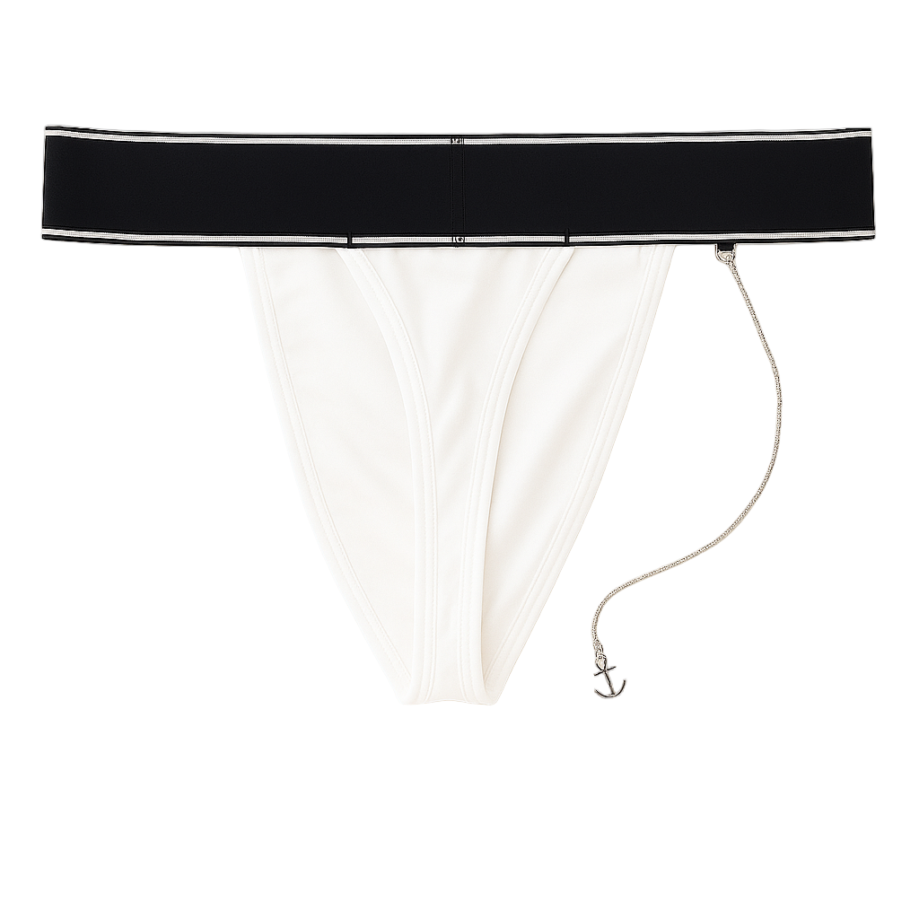 MSTER Thong with Detachable Chain Accessory White