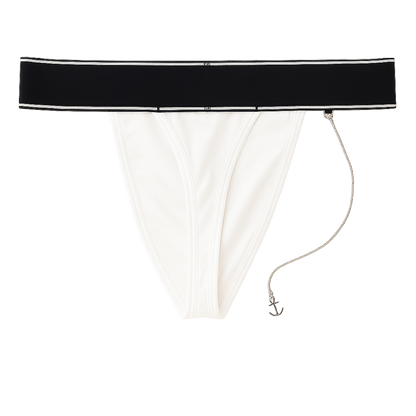 MSTER Thong with Detachable Chain Accessory White