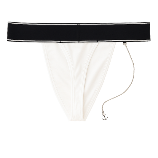 MSTER Thong with Detachable Chain Accessory White